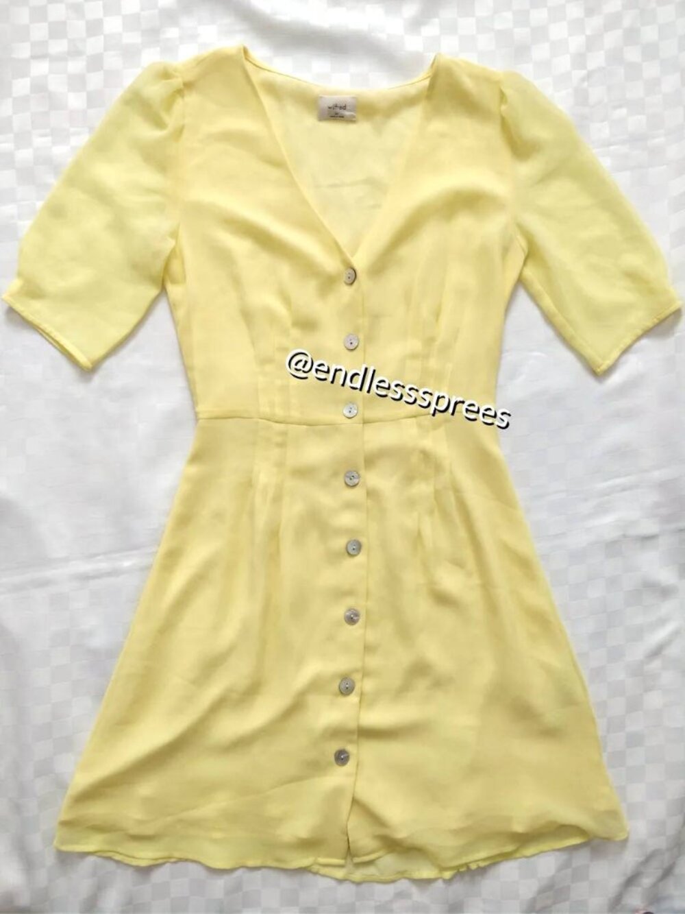 Aritzia Wilfred Freya Chiffon Button Down Dress Short Sleeve Yellow Midi Size - Picture 2 of 3